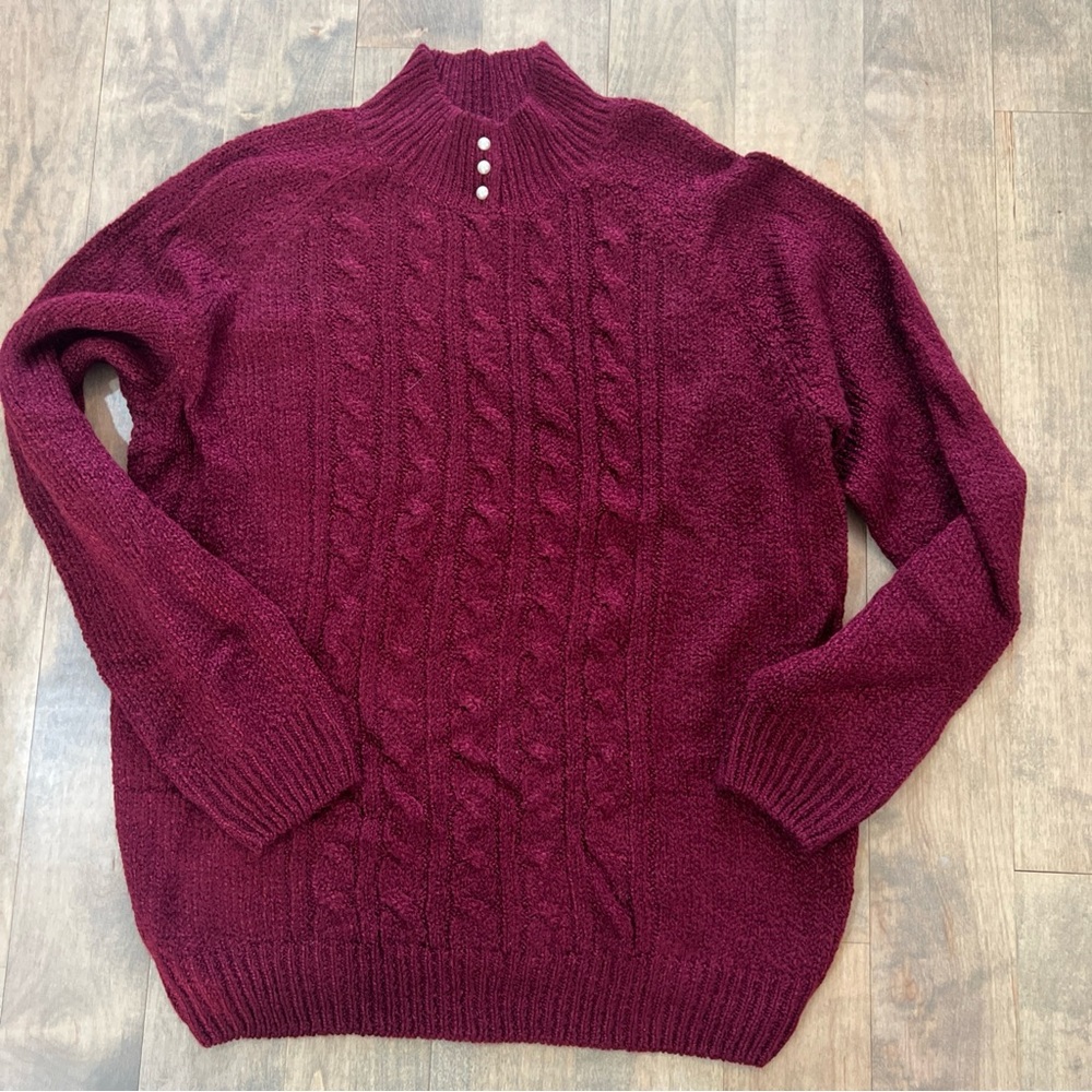 Karen Scott Women's Burgundy Turtleneck Sweater